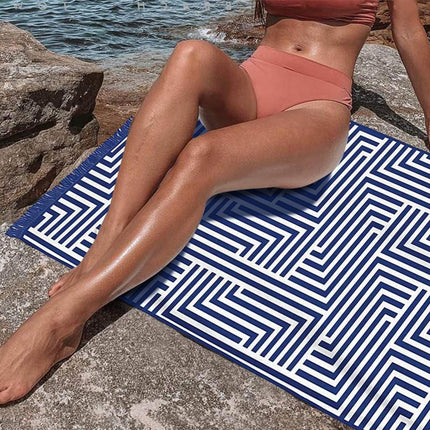 Rectangular Quick Dry Beach Towel with Tassel.