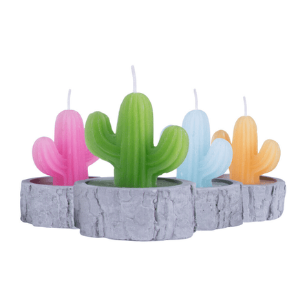 4Pcs/set Simulation Plant Cactus Candle Tea Light Home Decor Table Tealight Mini.