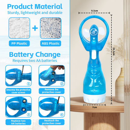 Lazy Dayz Water Spray Fan - Pink.