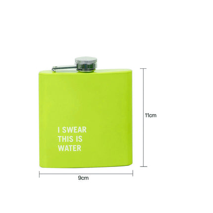 175ml Stainless Steel Hip Flask w Funny Quotes-Green.