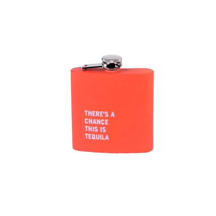 175ml Stainless Steel Hip Flask w Funny Quotes - Peach.