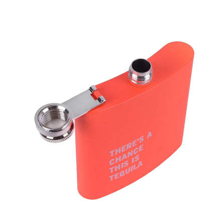 175ml Stainless Steel Hip Flask w Funny Quotes - Peach.
