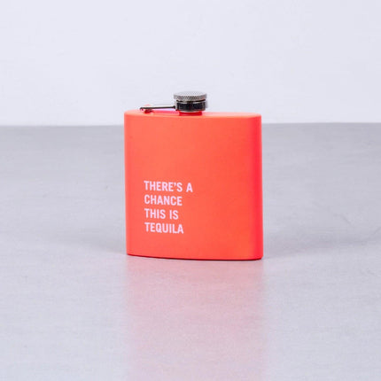 175ml Stainless Steel Hip Flask w Funny Quotes - Peach.