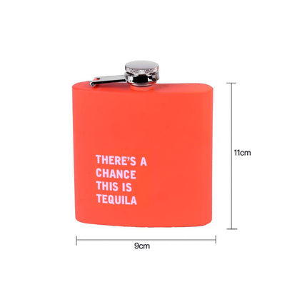 175ml Stainless Steel Hip Flask w Funny Quotes - Peach.