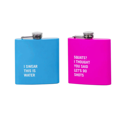 2 Pcs Stainless Steel Hip Flask (175 ml Each) – Funny Quotes, 4 Super‑Bright Colours.