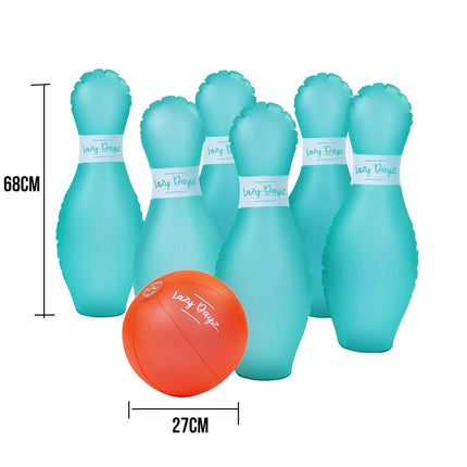 7 Pcs Lazy Dayz Pool Beach Inflatable Bowling Set Toy.