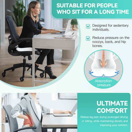 Memory Foam Lumbar Back Support Cushion Seat Set.