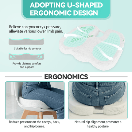 Memory Foam Lumbar Back Support Cushion Seat Set.