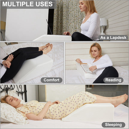 Memory Foam Bed Wedge Leg Support Elevation Pillow.