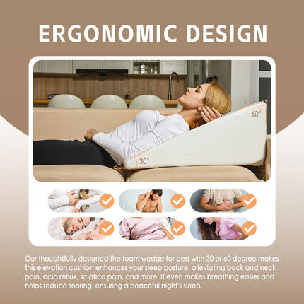 Clevinger Memory Foam Bed Wedge Back Support Pillow.