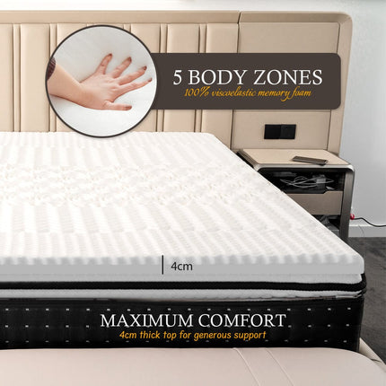 4cm Memory Foam Mattress Topper with Bamboo Cover - Double.