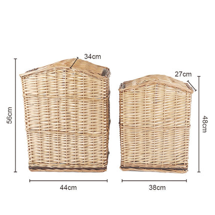 2 Piece Wicker Storage Baskets With Lid Set.