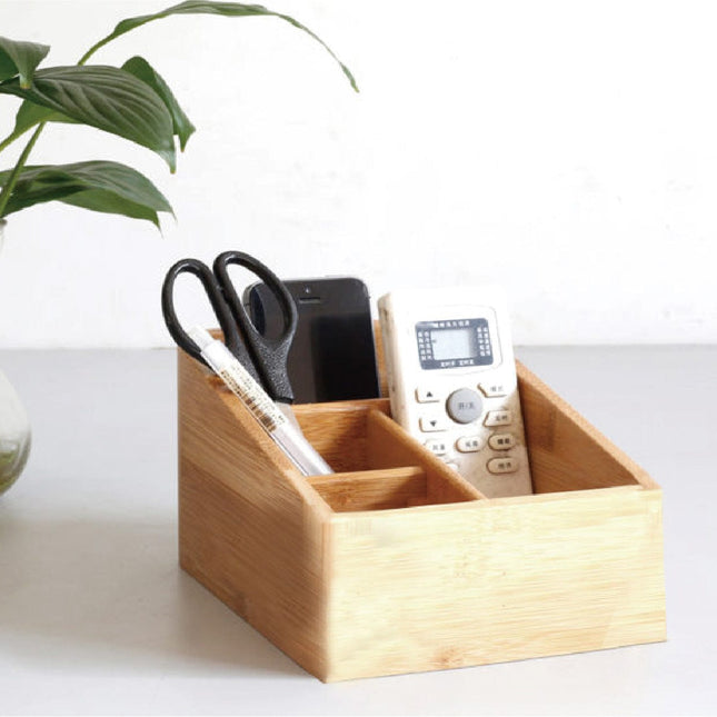 Bamboo Storage Box with 4 Slots.