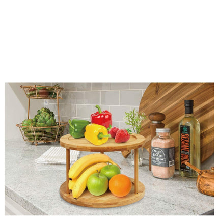 Bamboo Lazy Susan Turntable 2 Tiers.