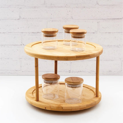 Bamboo Lazy Susan Turntable 2 Tiers.