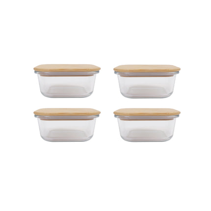 4 Pcs Bamboo Food Container - Medium.