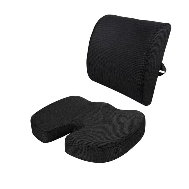 Memory Foam Lumbar Back Support Cushion Seat Set.