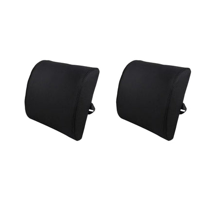 2 Pack Memory Foam Lumbar Support Cushion with Black Cover.