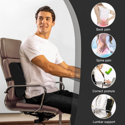 2 Pack Memory Foam Lumbar Support Cushion with Black Cover.