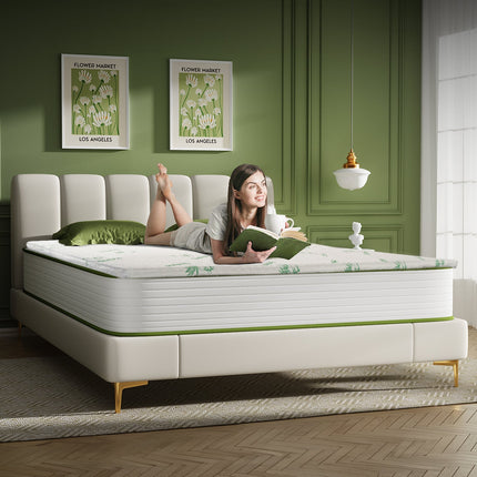 8cm Memory Foam Topper with Bamboo Mattress Cover - Queen.