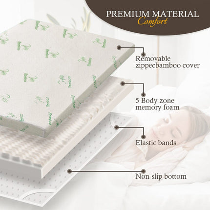 8cm Memory Foam Topper with Bamboo Mattress Cover - Queen.