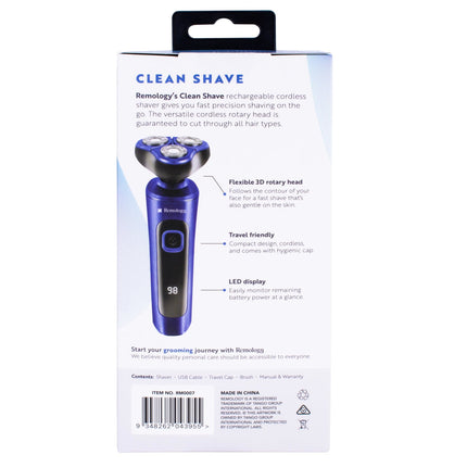 Remology Clean Shave Rechargeable Cordless Shaver.