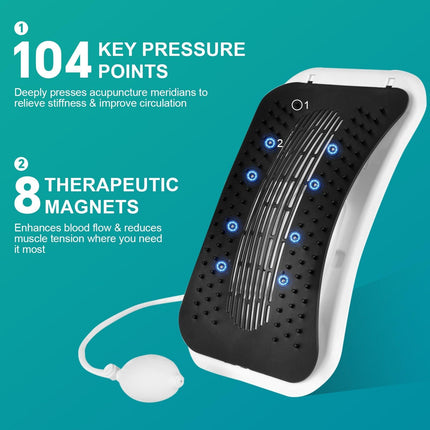 Adjustable Air Lumbar Spine Reliever – Inflatable Back Stretcher with Acupressure & Magnets.