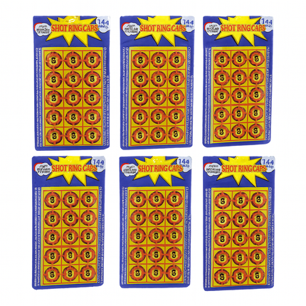 6 Cards of 8-Shot Ring Caps – 144 Shots Each, Total 684 Shots – Toy Gun Cap Refills.