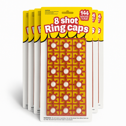 6 Cards of 8-Shot Ring Caps – 144 Shots Each, Total 684 Shots – Toy Gun Cap Refills.
