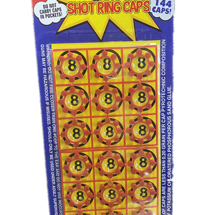 6 Cards of 8-Shot Ring Caps – 144 Shots Each, Total 684 Shots – Toy Gun Cap Refills.