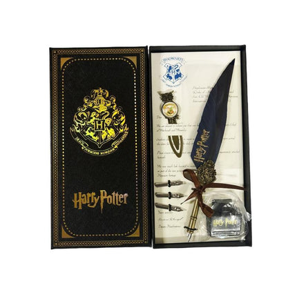 Harry Potter Vintage Feather Dip Pen Writing Set with ink Calligraphy Quill Pen Gifts - NAVY BLUE.