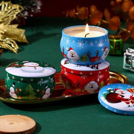 4 Pcs of Scented Candle Tinplate Jar Wax Plant Candle Christmas Gift.