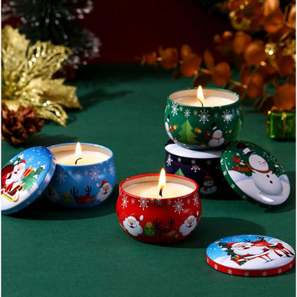 4 Pcs of Scented Candle Tinplate Jar Wax Plant Candle Christmas Gift.