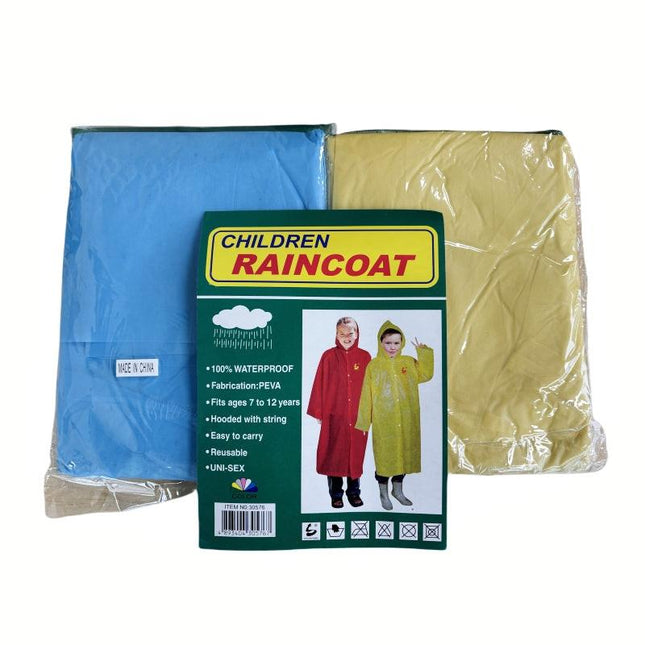 2 PCs of PEVA CHILDS' RAINCOATs fits 7~12years - 2x Blue.