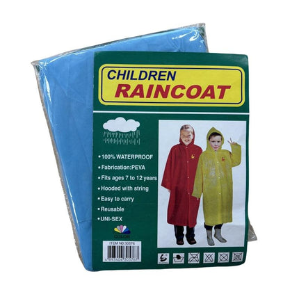 2 PCs of PEVA CHILDS' RAINCOATs fits 7~12years - 2x Blue.