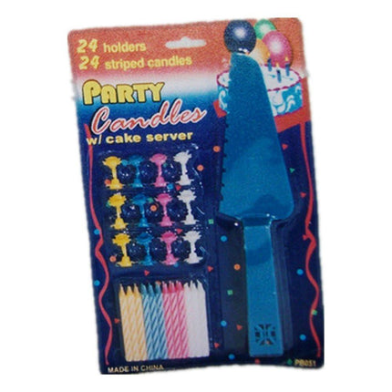 4 Sets of Party candles with Cake server sets.