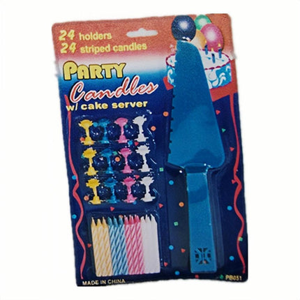 4 Sets of Party candles with Cake server sets.