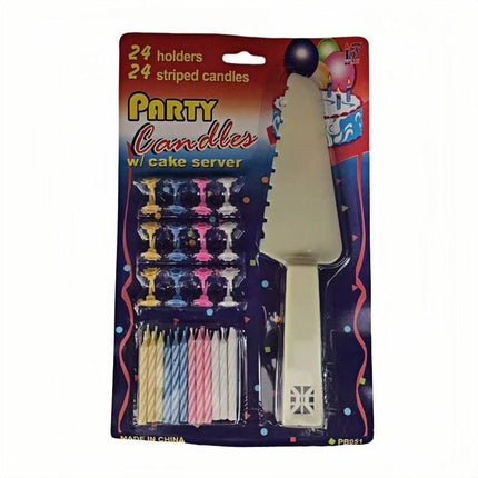 4 Sets of Party candles with Cake server sets.