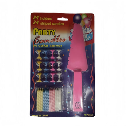 4 Sets of Party candles with Cake server sets.