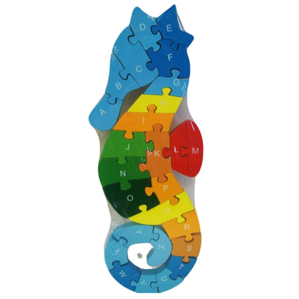 WOODEN ANIMAL PUZZLES ALPHABET AND NUMBER ASSORTED - Snake.