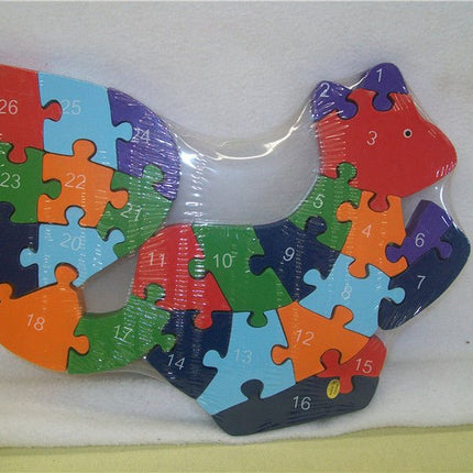 WOODEN ANIMAL PUZZLES ALPHABET AND NUMBER ASSORTED - Owl.