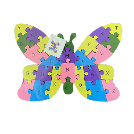 WOODEN ANIMAL PUZZLES ALPHABET AND NUMBER ASSORTED - Elephant.
