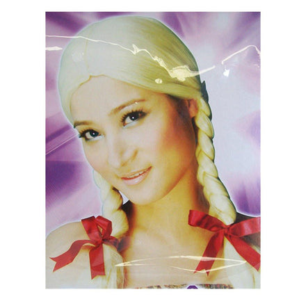 Schoolgirl plaited blonde wig.