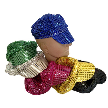 Party Caps with sequins assorted colours - Red.