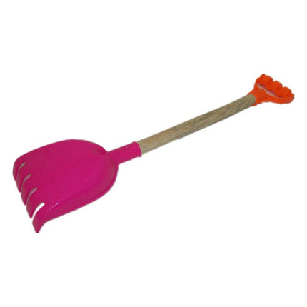 2x Wooden handle toy rake.