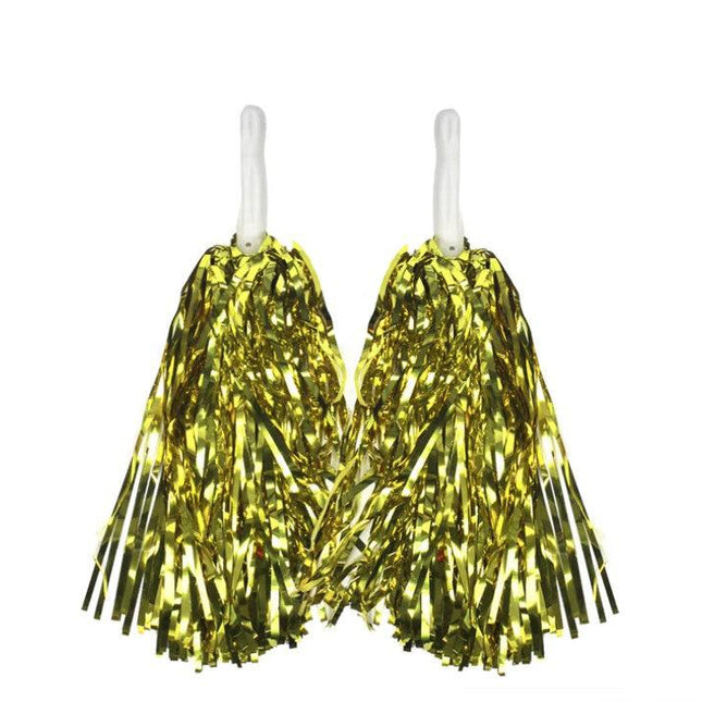 4 Sets/8pcs Metallic Team Girls' Cheerleading Dance Party Dress Pom Poms Pompoms - Green.
