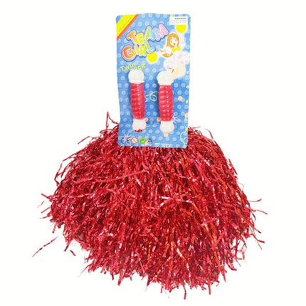 4 Sets/8pcs Metallic Team Girls' Cheerleading Dance Party Dress Pom Poms Pompoms - Red.