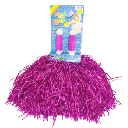 4 Sets/8pcs Metallic Team Girls' Cheerleading Dance Party Dress Pom Poms Pompoms - Silver.