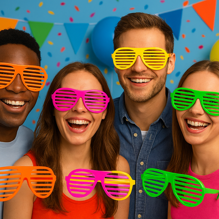 2X Giant Oversized Shutter Shades – Assorted Colours, Fun Party Glasses, Novelty Costume Accessory.