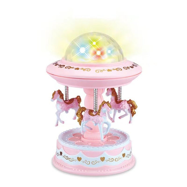 Pink Music Box Musical Carousel Horse LED Carousel Toy Child Birthday Xmas Gift.